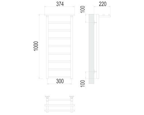 Полотенцесушитель Terminus Стандарт Контур П9 300х1000
