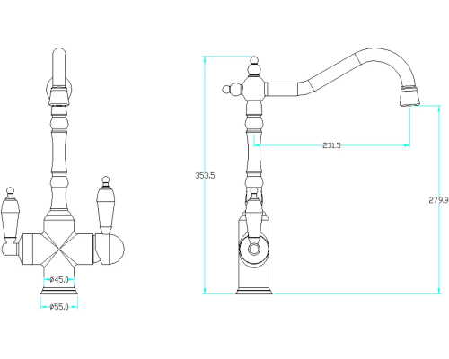 Смеситель для кухни Boheme Medici Ripresa 111-PR Бронза
