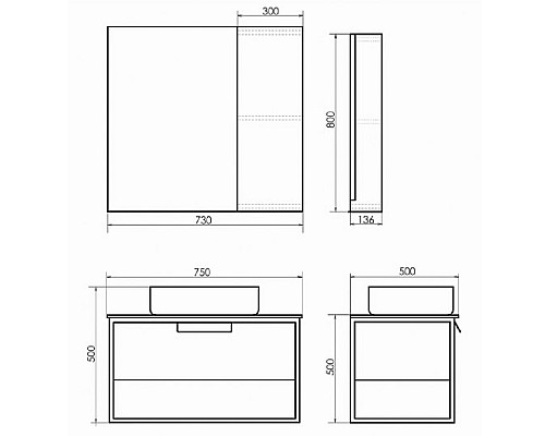 Зеркало со шкафом Comforty Кельн 75 00004149061 Дуб темный