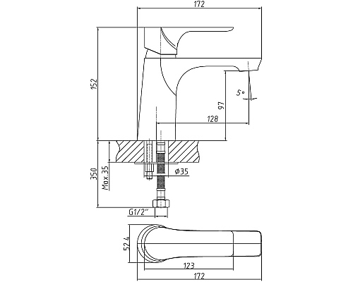 Смеситель для раковины Orange Aristo M19-021cr Хром