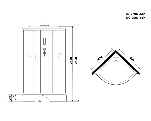 Душевая кабина Niagara Classic 100x100 NG-3502-14P без гидромассажа