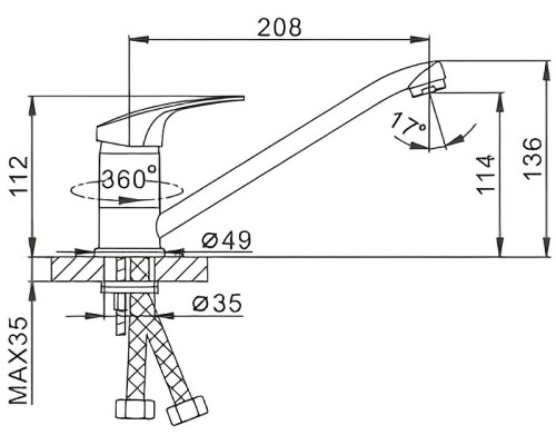 Смеситель для кухни Frap H39 F4239-B Хром