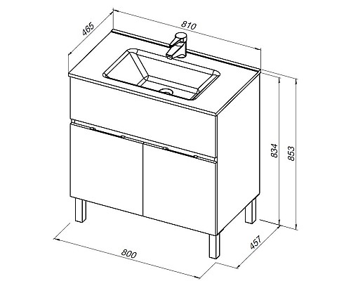Тумба под раковину Aquanet Алвита New 80 277552 Серая матовая