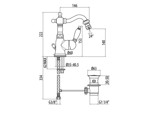 Смеситель для биде Gattoni Orta 2751/27C0 OLD Хром