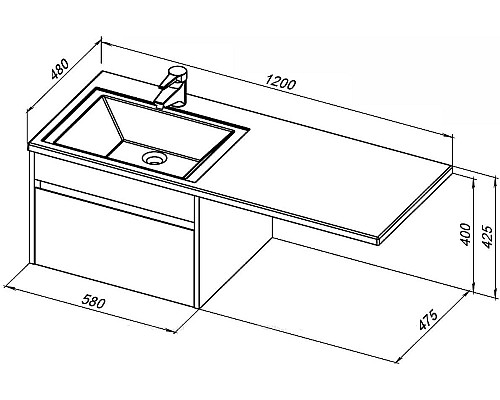Тумба под раковину Aquanet Токио 120 236916 подвесная Белая