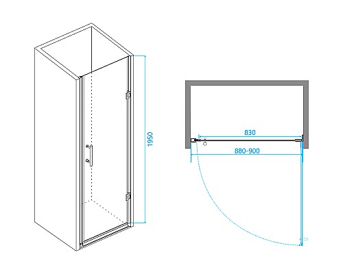 Душевая дверь RGW Passage PA-06 B 90 41080609-14 профиль Черный стекло прозрачное