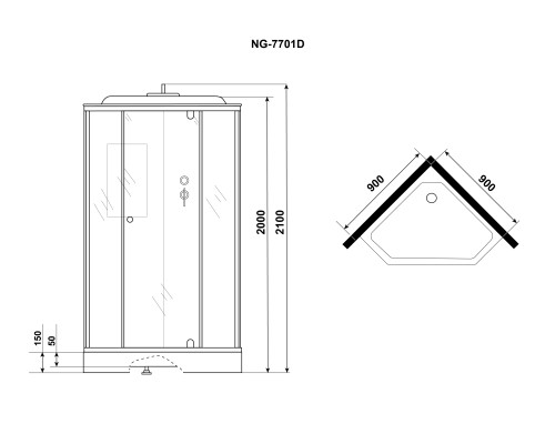 Душевая кабина Niagara Lux 90x90 NG-7701DM без гидромассажа
