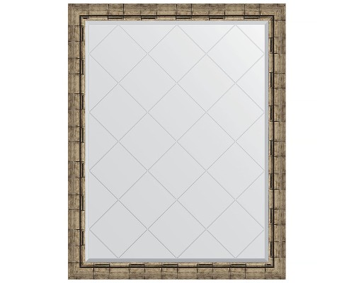 Зеркало Evoform Exclusive-G 118х93 BY 4351 с гравировкой в багетной раме - Серебряный бамбук 73 мм