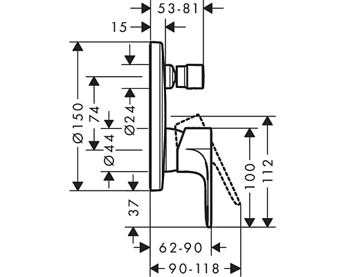 Смеситель для душа Hansgrohe Rebris E 72468000 Хром