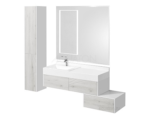Комод Сакура 60 ольха наварра, белый глянец Aquaton 1A220403SKW80