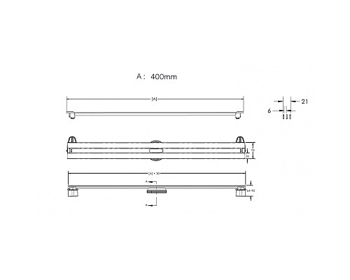 Душевой лоток BERGES SUPER Slim 400 матовый хром боковой