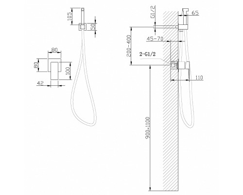 Гигиенический душ со смесителем Abber Daheim AF8225G Золото матовое