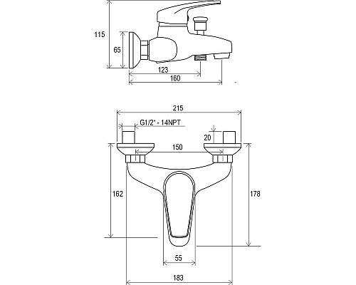 Смеситель для ванны без лейки Ravak Neo X070017
