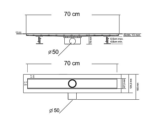 Душевой лоток Vincea Optima-S 70 SAY.603.70.S.U под плитку Душевой лоток Vincea Optima-S 70 SAY.603.70.S.U под плитку
