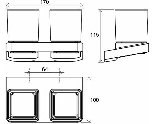 Стакан для зубных щеток Ravak 10° X07P558 двойной Черный матовый