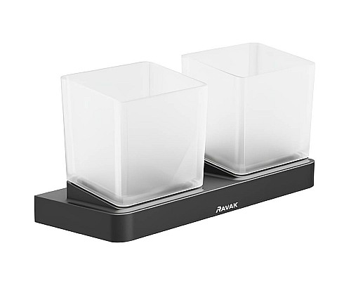 Стакан для зубных щеток Ravak 10° X07P558 двойной Черный матовый