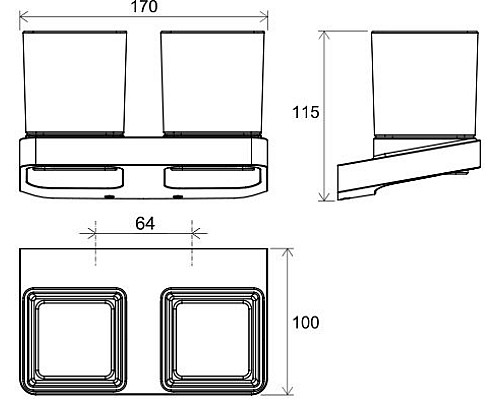 Стакан для зубных щеток Ravak 10° X07P558 двойной Черный матовый