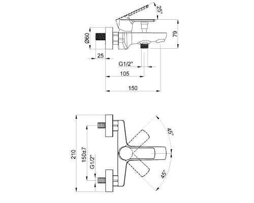 Смеситель для ванны Azario Sevio AZ-15950501 Хром