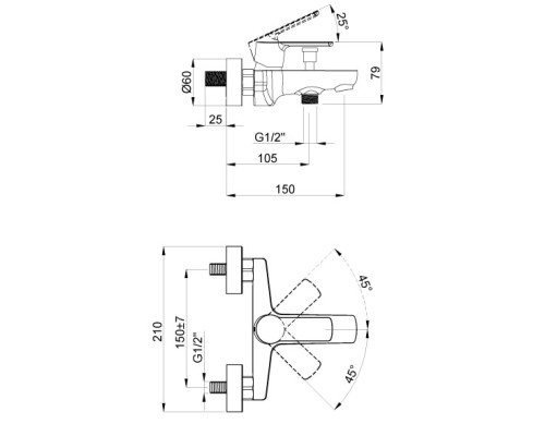 Смеситель для ванны Azario Sevio AZ-15950501 Хром