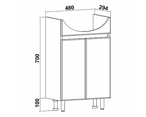 Тумба под раковину Runo Лада 50 00-00001162 Белая