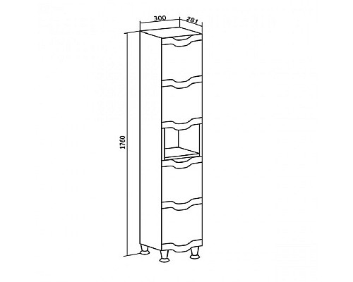 Пенал Runo Стиль 30 00000001122 правый с корзиной для белья