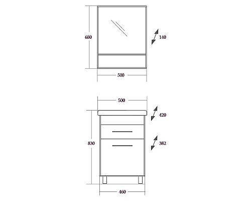 Тумба под раковину Onika Натали 50 Ясень шимо светлый