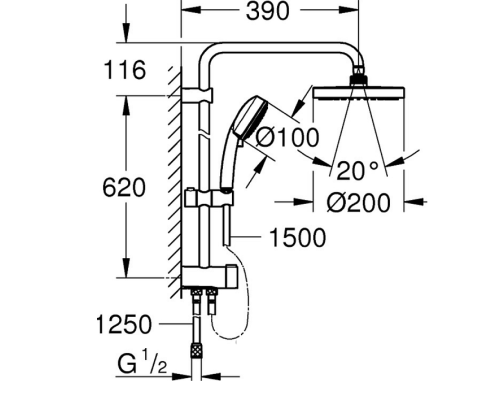 Душевая система Grohe с переключателем 27394002