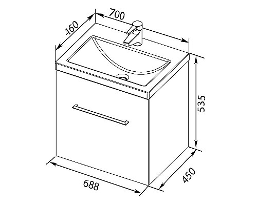 Тумба под раковину Aquanet Порто 70 241747 подвесной Белая