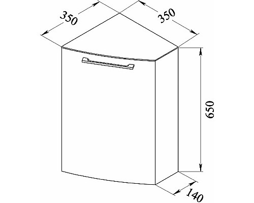 Подвесной шкаф De Aqua Тока 3 35 R 167493 угловой Белый