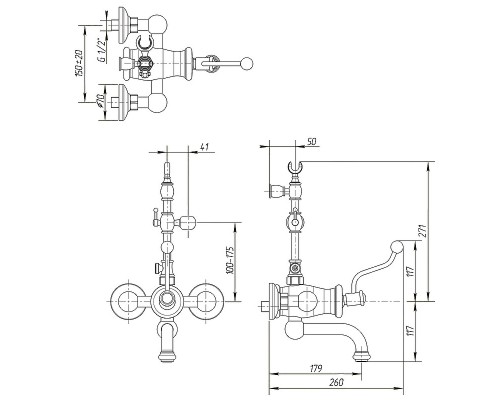Смеситель для ванны Migliore Vivaldi 19544 Золото