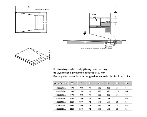 Душевая плита Radaway RadаDrain 109x79 5DLB1108A/5R055B с решеткой под плитку Basic