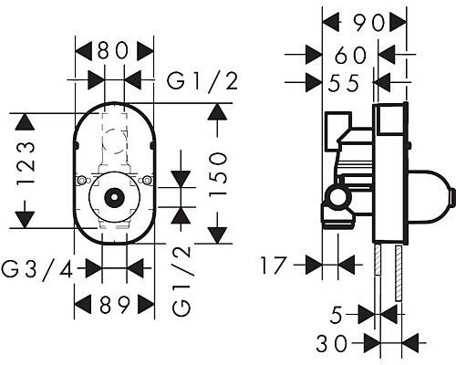 Скрытая часть для ванны Hansgrohe однорычажная 31741180