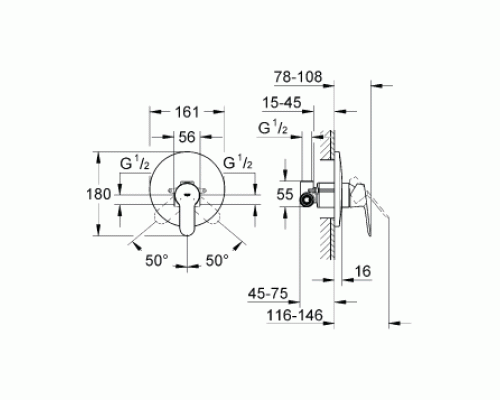 Смеситель для душа Grohe со встроенным механизмом