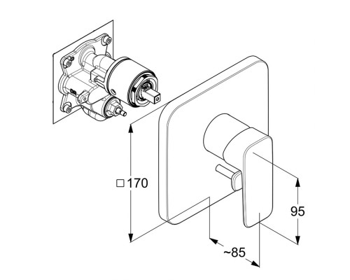 Встраиваемый смеситель для ванны и душа Kludi Pure&Style 406500575