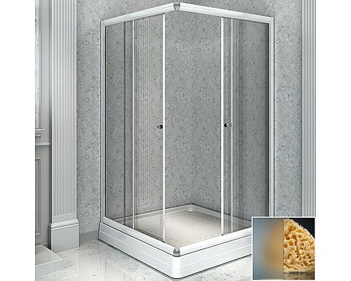 Душевой уголок Radomir 100x110 R 1-03-1-2-0-1231 с поддоном профиль Белый стекло матовое