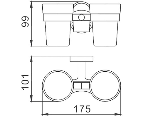 Стакан для зубных щеток Frap F19 F1908 двойной Хром