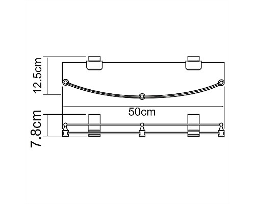 Стеклянная полка WasserKRAFT Lopau K-6044 Хром