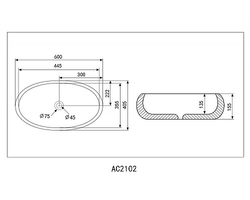 Раковина накладная ABBER Bequem AC2102MB черная матовая