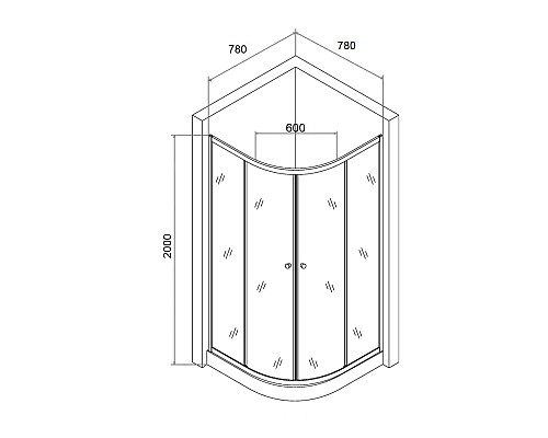Душевой уголок Agger A01-080MCR 80x80 профиль Хром стекло матовое