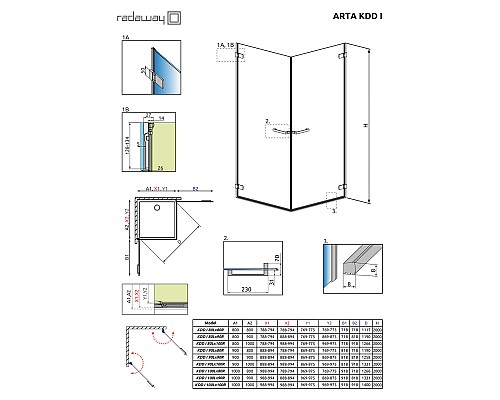 Душевая дверь Radaway Arta KDD I 90 386061-03-01L профиль Хром стекло прозрачное