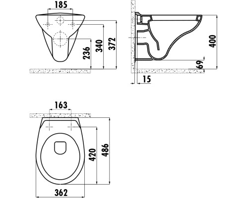Унитаз Creavit Perla TP320-11CB00E-0000 подвесной Белый без сиденья