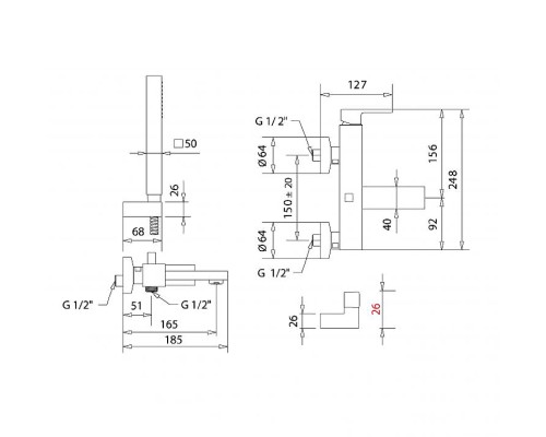 Смеситель для ванны Migliore Kvant Gold 25391 Золото