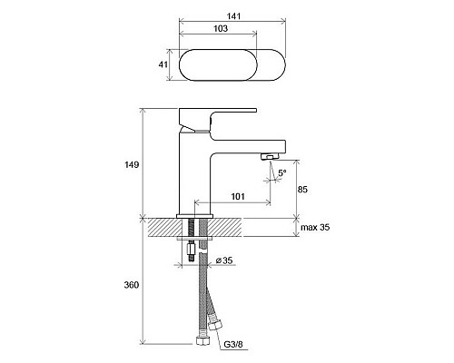 Смеситель для умывальника без донного клапана Ravak Chrome X070041