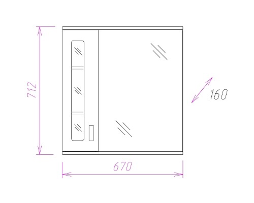 Зеркало со шкафом Onika Кристалл 67.02 206705 с подсветкой Белое