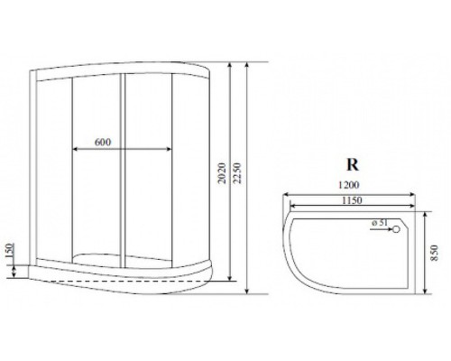 Душевая кабина Timo Standart 120х85 T-1102PR без гидромассажа