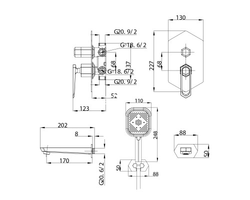 Душевая система Lemark Prizma LM3922C Хром