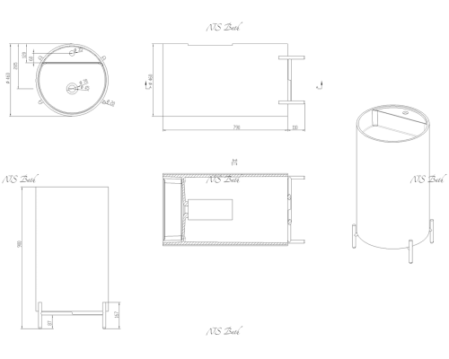 Раковина из искусственного камня NSBath NSF-46462G с металлической подставкой