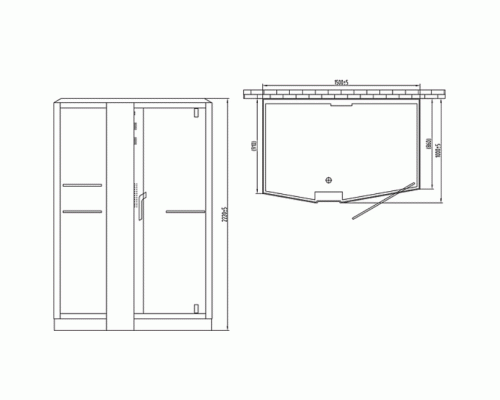 Душевая кабина Orans 150x100 L с баней профиль Черный задние стенки Черные