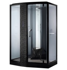 Душевая кабина Orans 150x100 L с баней профиль Черный задние стенки Черные