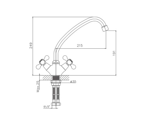 Смеситель для кухни Cron CN4319-2 Хром